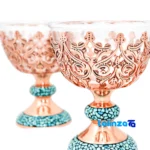 Front view of Magnificent Art Turquoise Inlaid Seven Piece Nut Bowls Set pack label and ingredients