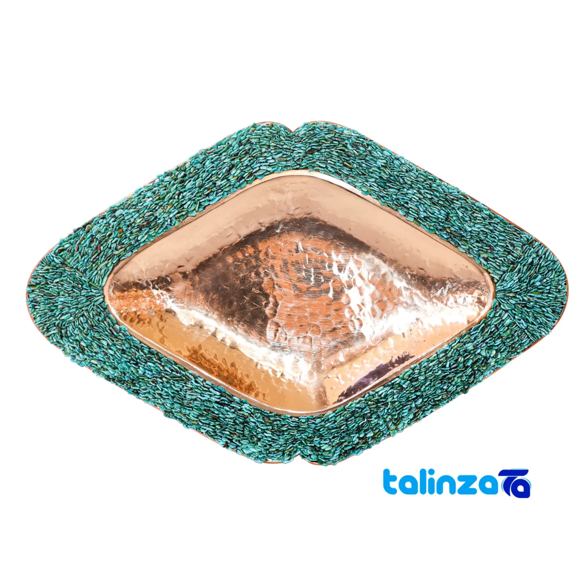 Front view of HQ3225Magnificent Art Turquoise Inlaid Candy Bowl Plate Set design and key details
