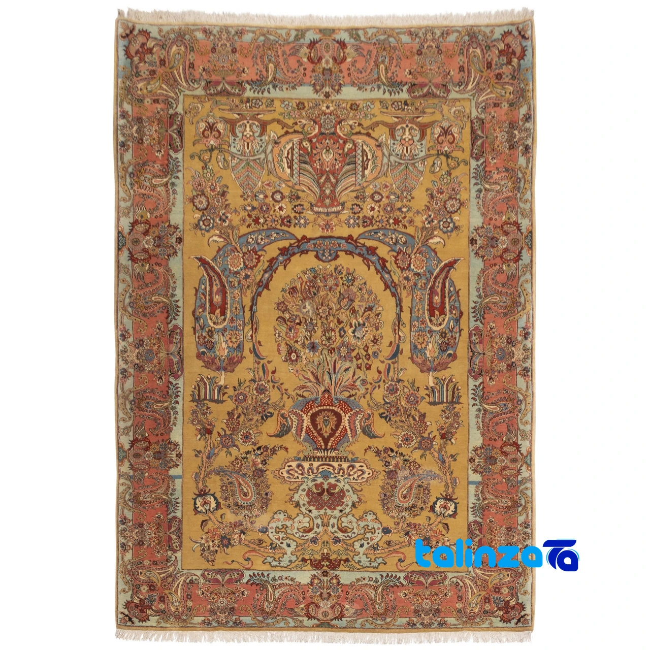 Measuring for Persian Rugs - Full spread of C Persia Handwoven Rug Elegant Floral Design overall layout