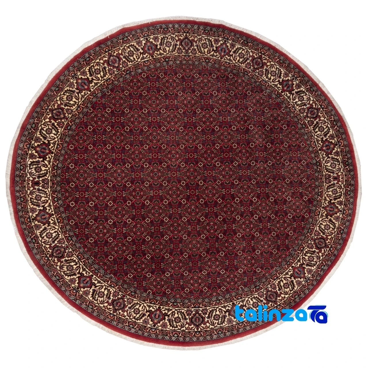 Persian Rugs for Pets - Si Persia Handwoven Carpet Circular Design Red 204x204 cm - Full spread showing overall layout