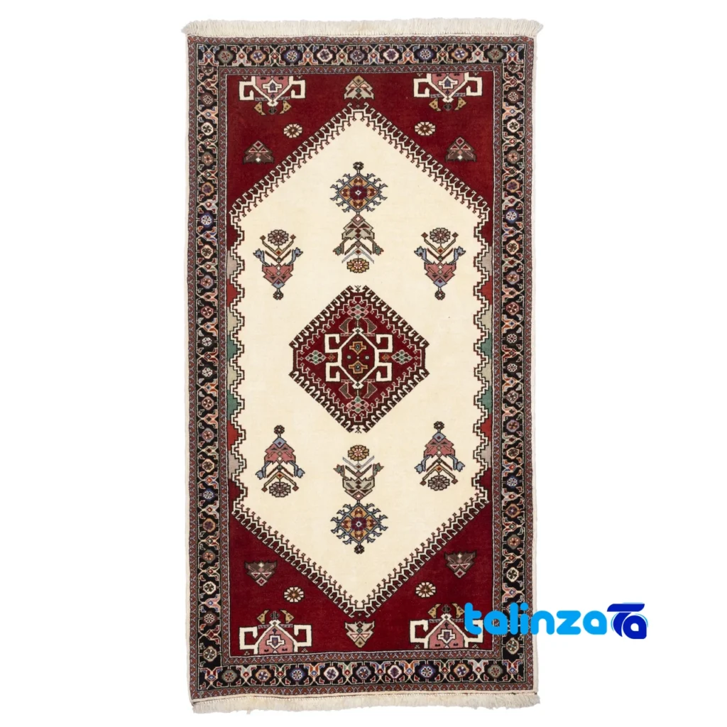 Persian Rugs vs Other Art Investments - Si Persia Handwoven Runner Cream Design 84x157x2 cm and key details (Front view)