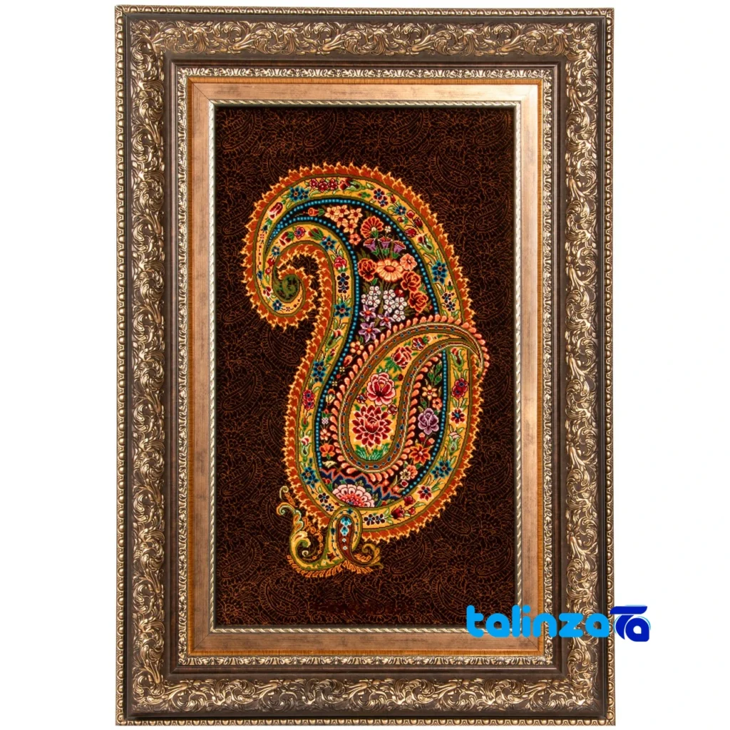 Persian Wall Art for Staircases - handwoven tapestry - Front view design and key details