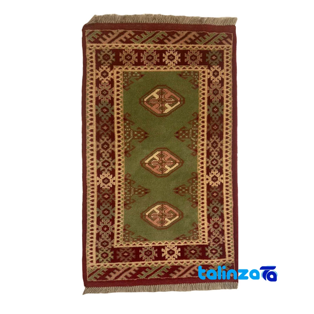 Rug Material - Turkmen Handwoven Rug Red Traditional Design Hand washable pattern and color tone (Top view)