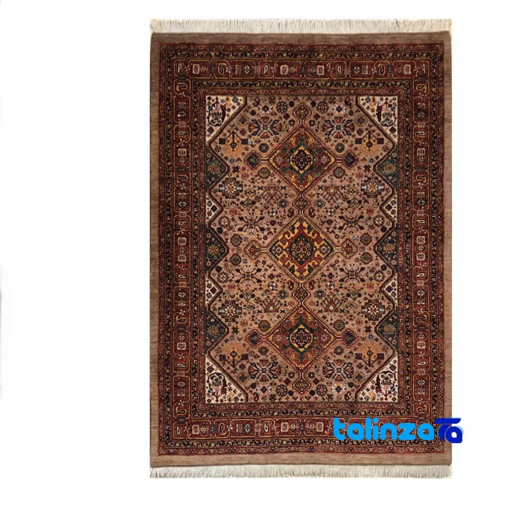 Rug Pads for Persian Carpets - Full spread of Persian Handwoven Rug Qashqai Design Beige overall layout